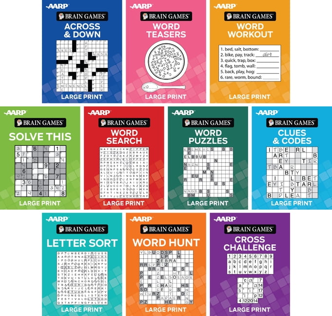 Brain Games Large Print Brain Games - AARP Variety Puzzles - Large Print 10 Booklet Set, (Paperback)