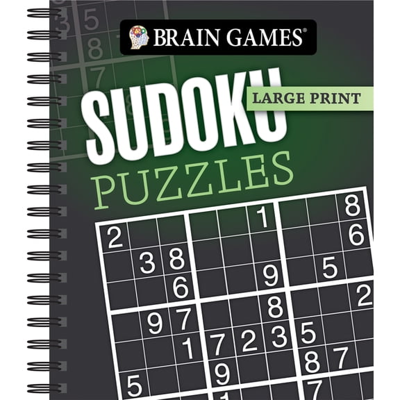Brain Games - Large Print: Sudoku Puzzles (Dark Gray)