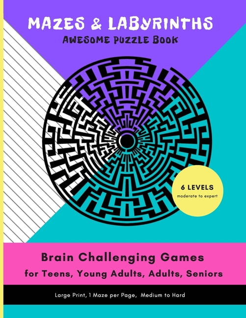 Cow Puzzle Games Book For Adults - Maze Large Print: Mazes Notebook for  Adults & Teens, 80 Hard Maze Puzzles with Solutions, Gift for Summer