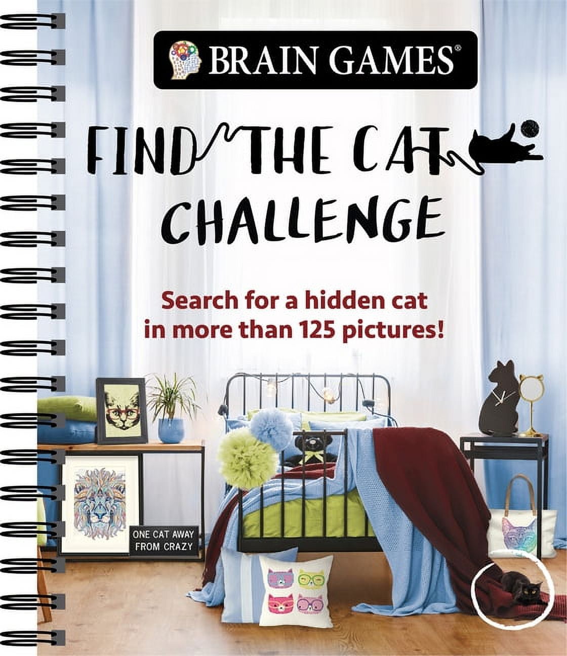 PUBLICATIONS INTERNATIONAL Brain Games - Picture Puzzles Brain Games - Find the Cat Challenge: Search for a Hidden Cat in More Than 125 Pictures! Volume 2, (Spiral-Bound)