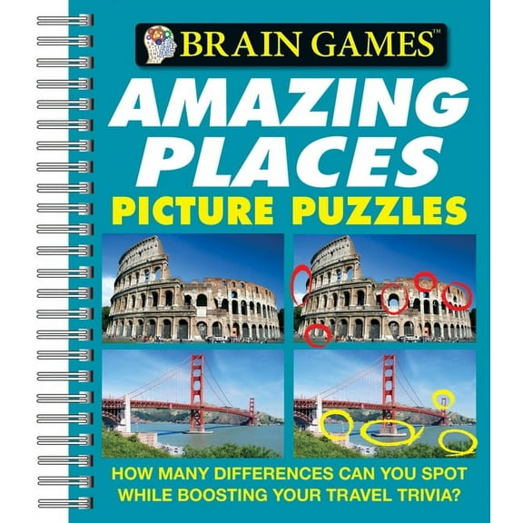 Brain Games - Picture Puzzles Brain Games - Picture Puzzles: Amazing Places - How Many Differences Can You Spot While Boosting Your Travel Trivia?, (Spiral-Bound)