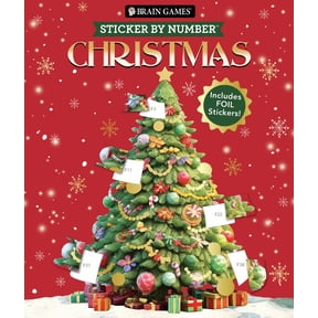 Brain Games - Sticker by Number: Christmas (24 Images to Sticker - Watercolor Tree Cover): Includes 2 Foil Sticker Sheets to Complete Each Image! (Paperback)