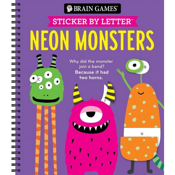Brain Games - Sticker by Letter Brain Games - Sticker by Letter: Neon Monsters + Jokes (20 Images to Sticker), (Spiral-Bound)