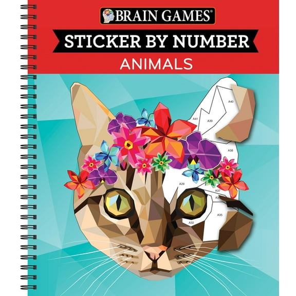 Brain Games - Sticker by Number Brain Games - Sticker by Number: Animals (28 Images to Sticker), (Spiral-Bound)