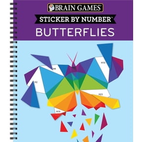 Brain Games - Sticker by Number Brain Games - Sticker by Number: Butterflies (14 Images to Sticker), (Spiral-Bound)