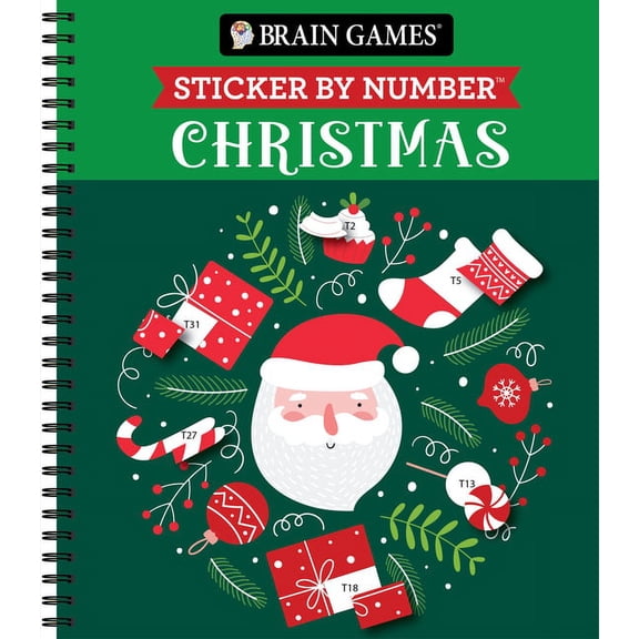 Brain Games - Sticker by Number Brain Games - Sticker by Number: Christmas (28 Images to Sticker - Santa Cover - Bind Up), (Spiral-Bound)