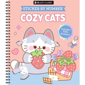Brain Games - Sticker by Number Brain Games - Sticker by Number: Cozy Cats: Includes a Foil Sticker Sheet to Complete Each Image!, (Spiral-Bound)