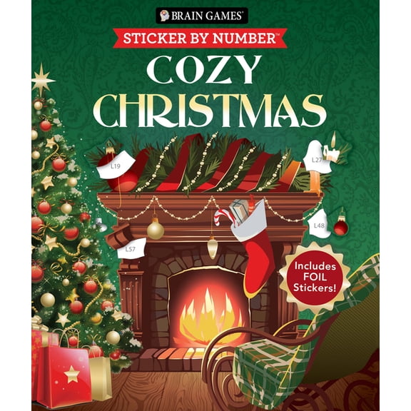Brain Games - Sticker by Number Brain Games - Sticker by Number: Cozy Christmas (24 Images): Includes Foil Stickers!, (Paperback)
