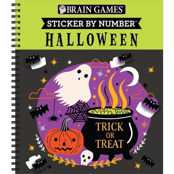 Brain Games - Sticker by Number Brain Games - Sticker by Number: Halloween (Trick or Treat Cover): Volume 2, (Spiral-Bound)