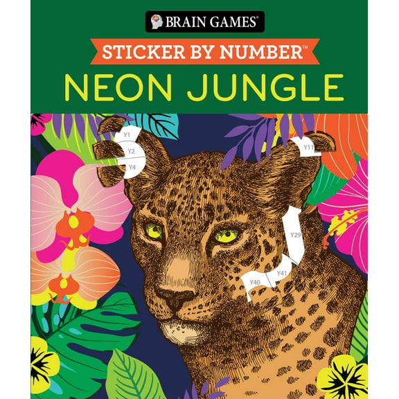 PIL EDITED: Brain Games - Sticker by Number: Neon Jungle (Paperback)