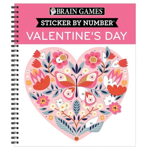 Brain Games - Sticker by Number Brain Games - Sticker by Number: Valentine's Day, (Spiral-Bound)