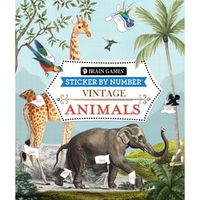 Brain Games - Sticker by Number Brain Games - Sticker by Number - Vintage: Animals (28 Images to Sticker), (Paperback)