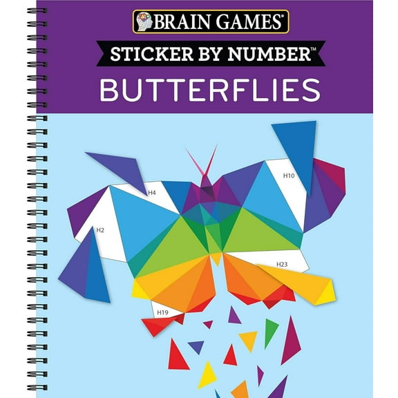 Brain Games - Sticker by Number: Butterflies (14 Images to Sticker)