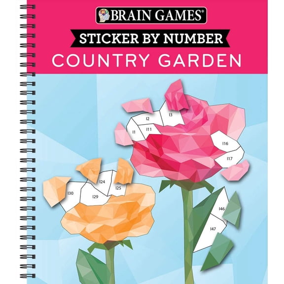 Brain Games - Sticker by Number: Country Garden (13 Images to Sticker)