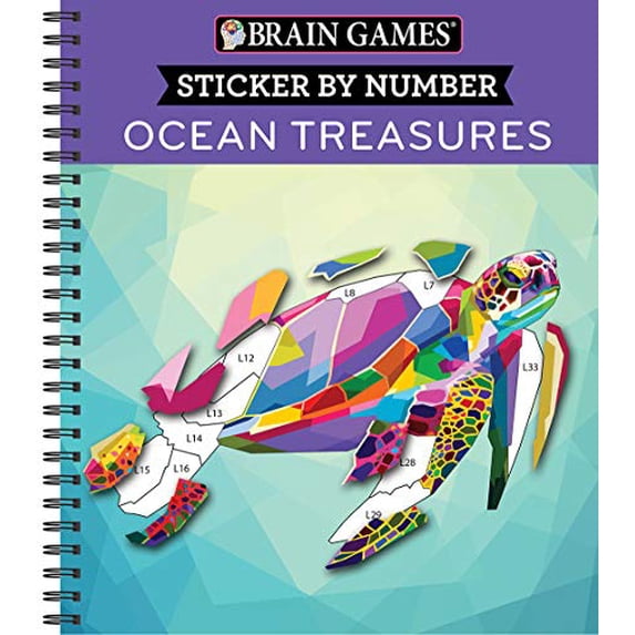Pre-Owned Brain Games - Sticker by Number: Ocean Treasures (13 Images to Sticker) (Spiral-bound) 1645580342 9781645580348
