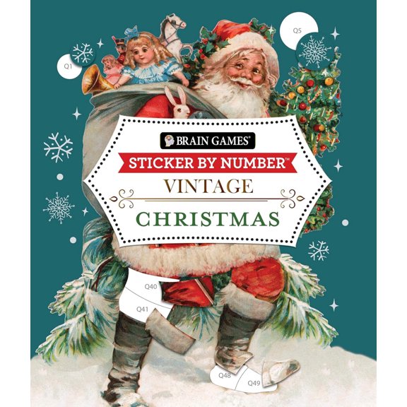 Brain Games - Sticker by Number - Vintage: Christmas (28 Images to Sticker)