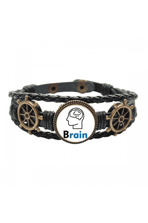Brain Human Body Thinking Rain Leather Braided Ocean Bracelet Wristband