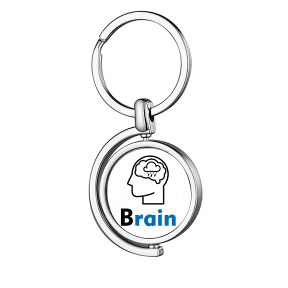 Brain Human Body Thinking Rain Rotating Keychain Metal Keyring Holder