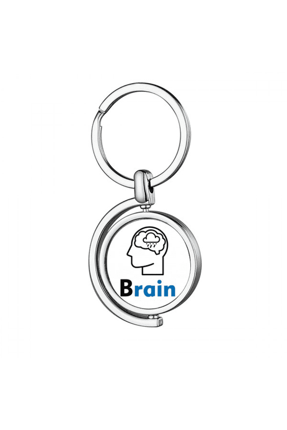 Brain Human Body Thinking Rain Rotating Keychain Metal Keyring Holder