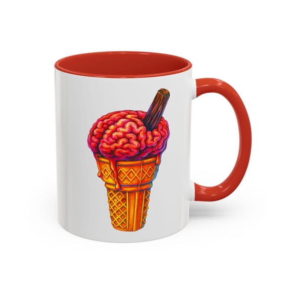 Brain Ice Cream Mug Creepy Cute Horror Coffee Cup Surreal Brain Freeze Cone Art Goth Spooky Gift for Weird Art LoverS1 Horror Mug GifT1 Idea