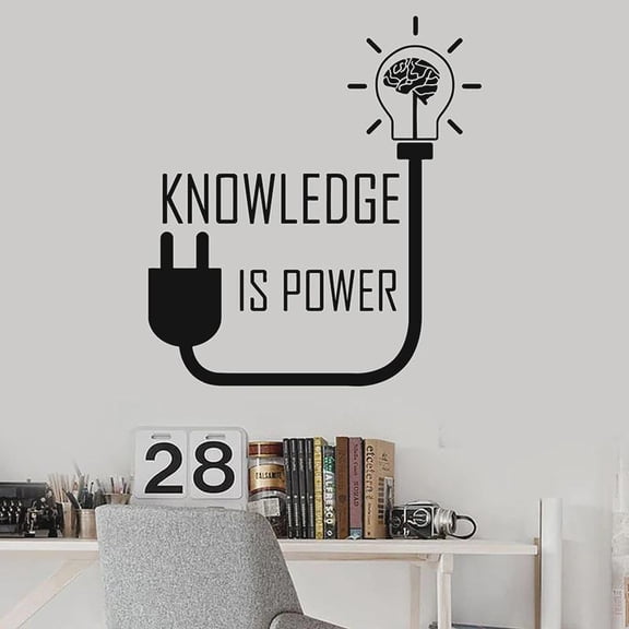 Brain Idea Wall Decal Knowledge Is Power Motivational Quotes Door Window Vinyl Stickers Study Room Classroom Interior Decor 74x82cm