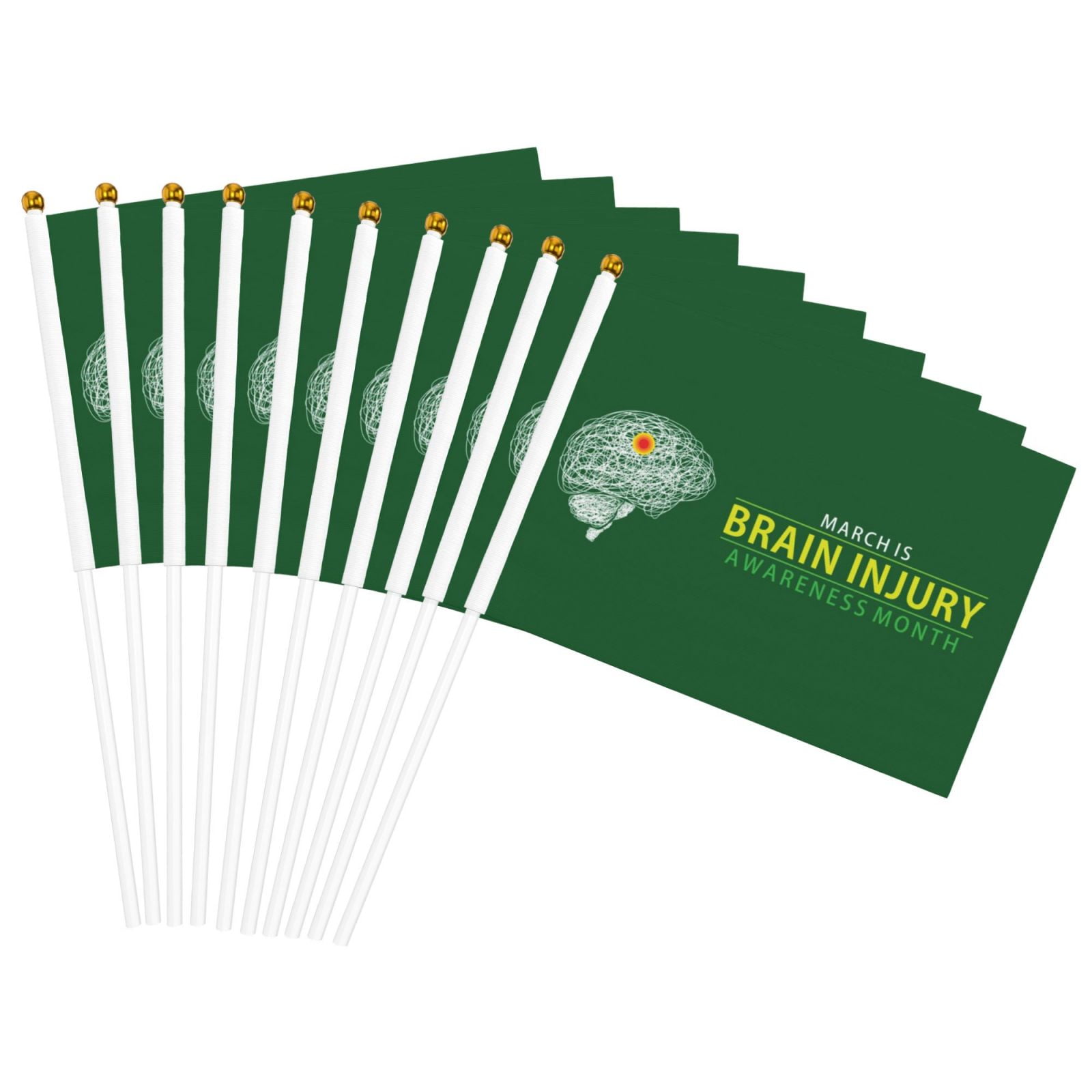 Brain Injury Awareness Month Flag Small Flags Stick 5.5'' X 8.2'' Hand