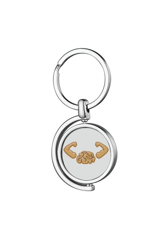 Brain Intelligence Strength Exercise Rotating Keychain Metal Keyring Holder