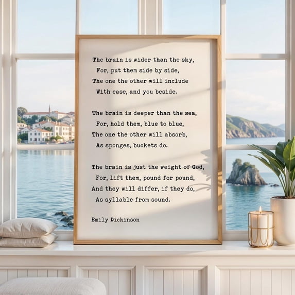 Brain Is Wider Than The Sky Typography Emily Dickinson Poem Wall Art ...