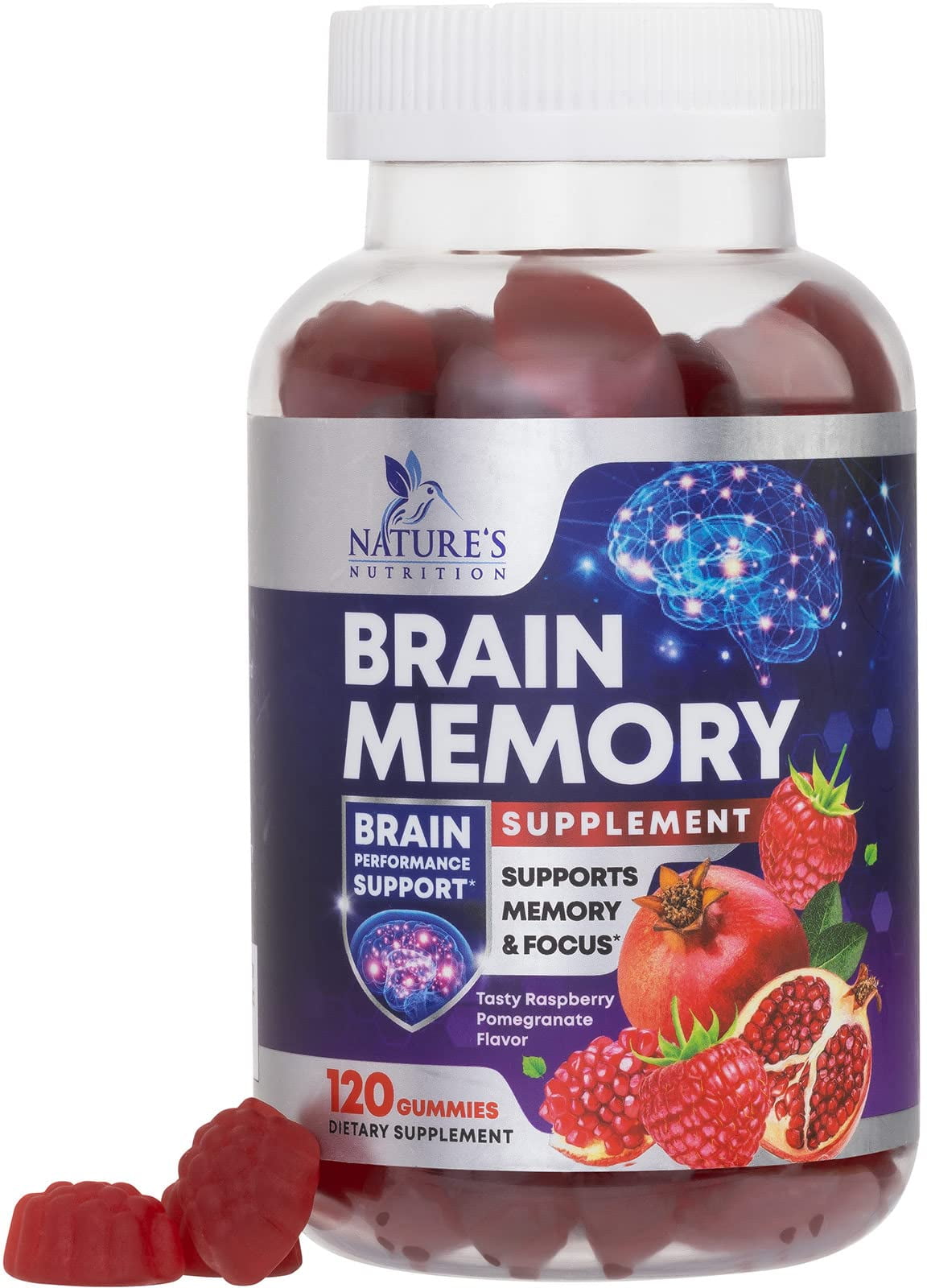 Brain Booster Memory Supplement Gummies - B6, B12, Coffee Extract - 120 ...