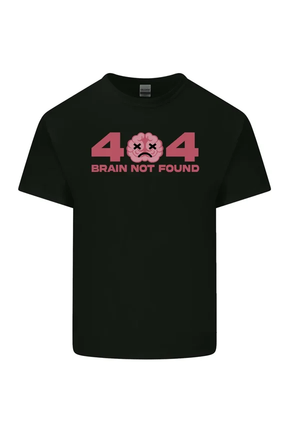 Brain Not Found Funny IT Tech Durable Artistic Print Casual Tee Shirt,for unisex up to 5XL