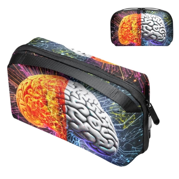 Brain Oxford Cloth Cord Organizer Storage Pouch, Easy to Use Cord Organizer, Small Storage Pouch, 5.9x9.44x3.14 in, Waterproof Digital Accessories Bag