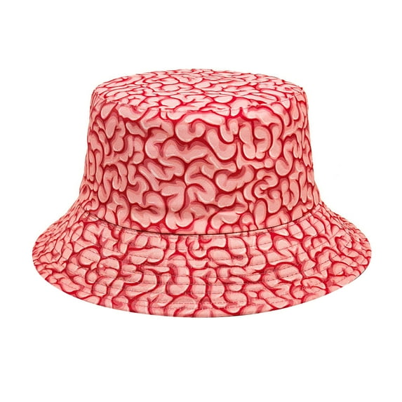 Brain Pattern Fisherman Hat - Unisex Bucket Hat for Outdoor Casual Wear,Red,M,KLOY2K