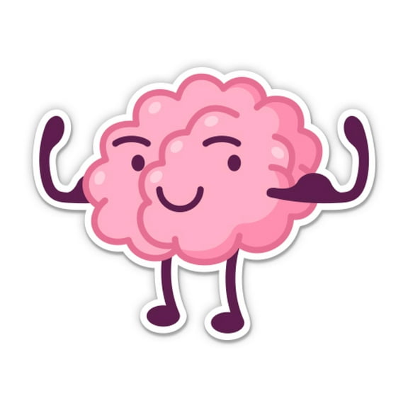 Brain Power Cute Scientist Smart Funny Brain - 3" Vinyl Sticker - For Car Laptop Water Bottle Phone - Waterproof Decal