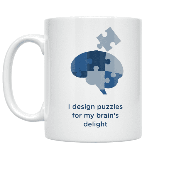 Brain Puzzle Design - Puzzle Enthusiast - 11 oz Ceramic Coffee Mug
