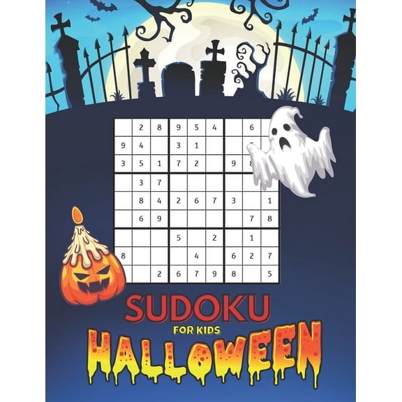 Brain Riddles: Halloween Sudoku for Kids: Puzzles Book Smart gifts for Boys & Girls, Children Activities and Free Time for Parents, 200 Easy Quizzes and Place to Draw (Paperback)(Large Print)