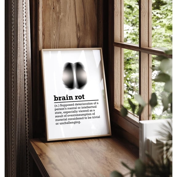 Brain Rot Definition Poster, Office Quote Wall Art, Oxford Word Of The Year 2024 Brain Rot Meaning, Cubicle Decor, Quirky Office Poster, Stretched Canvas Size 8x12