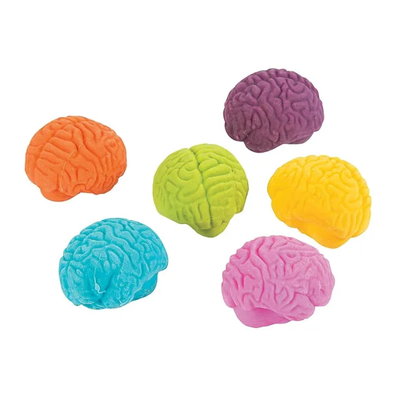 Brain Shaped Erasers Set Of 24 Rubber Classroom Supplies Halloween Party Favors