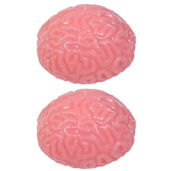 Brain-Shaped Squishy Stress Toy with Textured Surface, 2-Pack, Pink, for all ages and Adults, Squeeze Toy