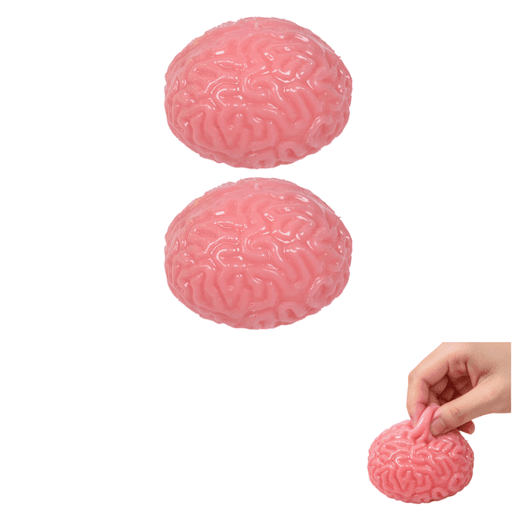 Brain Shaped Squishy Toy, Soft Water Ball Stress Relief Fidget Sensory Squeeze for Anxiety Office Desk Party Favor Prank Gift 2 Pack Pink