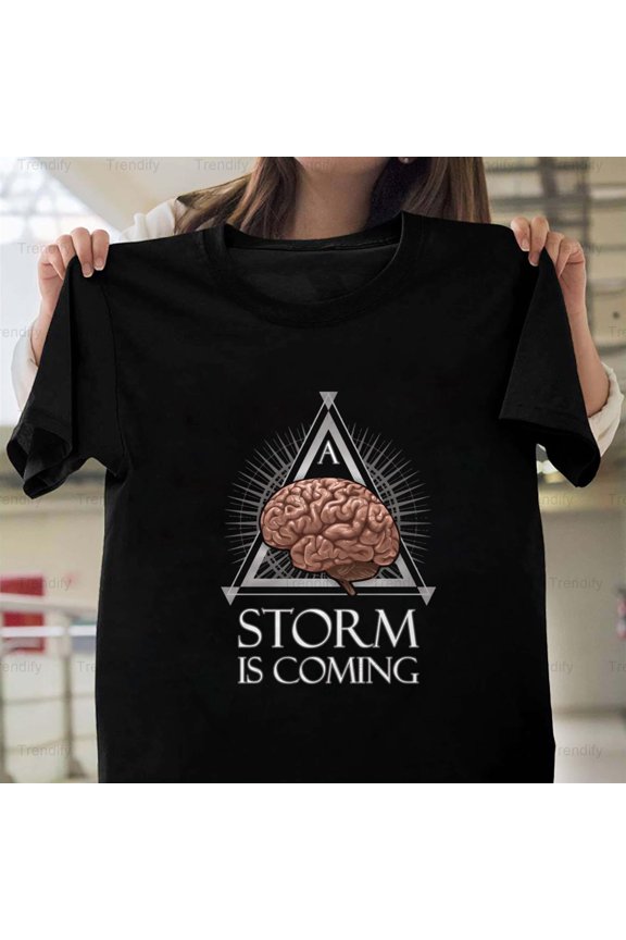 Brain Storm Funny Sarcastic Weather Pun Humor Graphic Retro Vintage Aesthetic Unisex T-Shirt Y1663, Up to Size 5XL