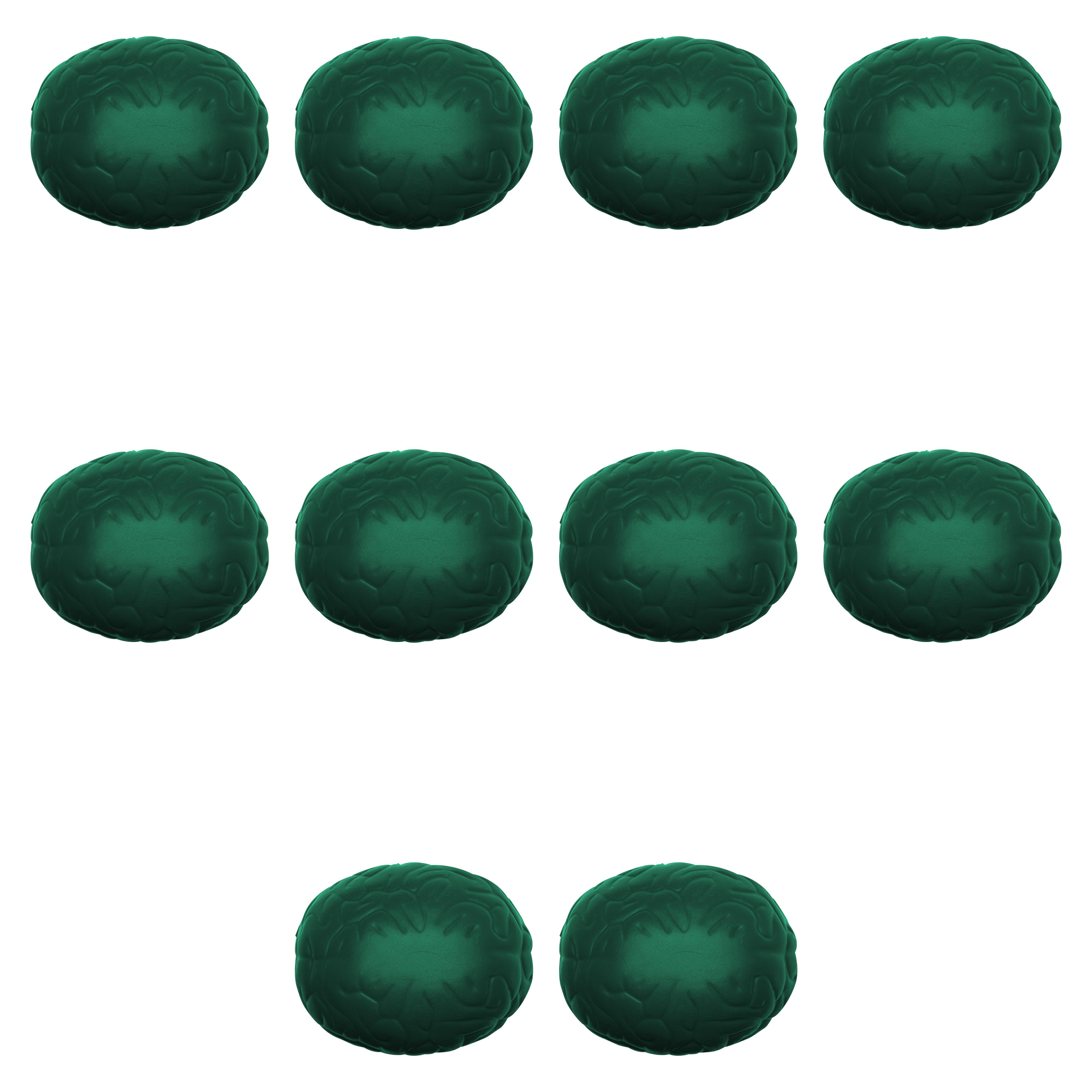 Brain Stress Balls Set of 10, Bulk Pack - Anxiety Stress Relief, Perfect for Your Desk, Office or Home - Green
