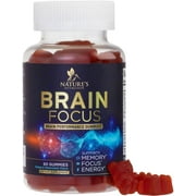 Brain Supplements for Memory and Focus with Phosphatidylserine, Nootropic Memory Supplement Gummy for Brain Health, Concentration, Mental & Cognitive Support, Focus Vitamins with B6 & B12-60 Gummies