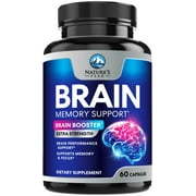 Brain Memory Supplement Pills - 3X Strength Nootropics for Concentration, Clarity & Focus Support - Brain Health Cognitive Vitamins B6 B12 with Folate & Phosphatidylserine, Brain Booster, 60 Capsules