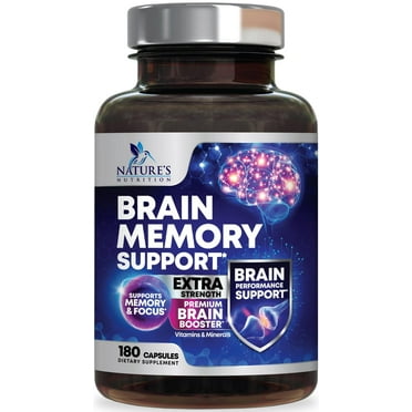 Brain Supplements for Memory and Focus - 40 Nootropics & Vitamins to Support Mental Alertness, Clarity & Concentration, Brain Health Cognitive Memory Pills, B6, B12, Phosphatidylserine - 180 Capsules