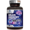 thumbnail image 1 of Brain Memory Supplement Pills - 3X Strength Nootropics for Concentration, Clarity & Focus Support - Brain Health Cognitive Vitamins with Bacopa, Phosphatidylserine & DMAE, Brain Booster, 120 Capsules, 1 of 10