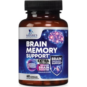Brain Memory Supplement Pills - 3X Strength Nootropics for Concentration, Clarity & Focus Support - Brain Health Cognitive Vitamins with Bacopa, Phosphatidylserine & DMAE, Brain Booster - 60 Capsules