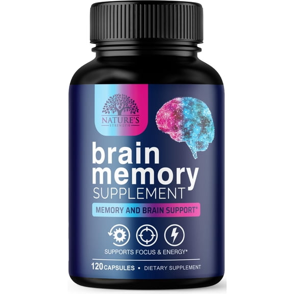 Brain Supplements for Memory and Focus - Advanced Cognitive Formula to Support Concentration, Energy, Clarity - Brain Health Memory Vitamins with Bacopa, Phosphatidylserine, DMAE & More, 120 Capsules