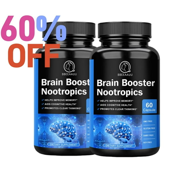 Brain Supplements for Memory and Focus - Nootropic Brain Support - Memory, Clarity, Focus, Energy - Brain Health Supplements for Adults - Vegan, Gelatin-Free, Non-GMO，240 Capsules，2 Pack