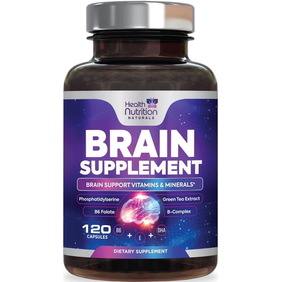 Brain Memory Supplement - 3X Strength Nootropics for Concentration, Clarity & Focus Support - Brain Health Cognitive Vitamins with Bacopa, Phosphatidylserine & DMAE, Brain Booster Pills, 120 Capsules