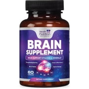 Brain Memory Supplement - 3X Strength Nootropics for Concentration, Clarity & Focus Support - Brain Health Cognitive Vitamins B6 & B12 with Phosphatidylserine & Folate, Brain Booster, 60 Capsules